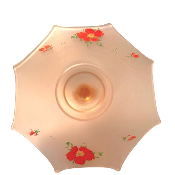 Vintage Lancaster Floral Pink Satin Depression Server & Bowl Bundle - Picture 3 of 6